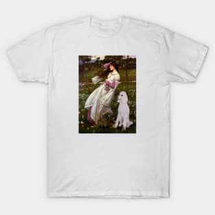 Windlfowers by John Waterhouse Adapted to Include a White Standard Poodle T-Shirt